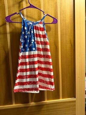 Girls' Sleeveless American Flag Print Halter Top - Red, White & Blue